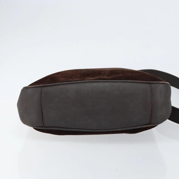 GUCCI Bamboo Shoulder Bag Suede 2way Dark Brown Gold Auth - Picture 6 of 16